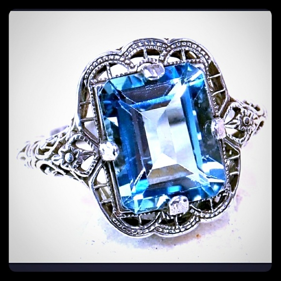 Natural Aquamarine Sky Blue .925 STERLING SILVER - Picture 2 of 3